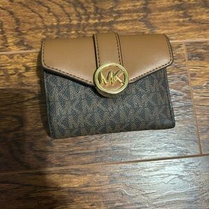 Michael Kors Gold Accent Brown and Tan Wallet